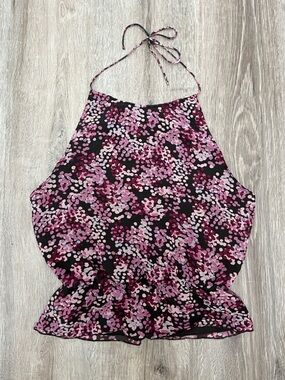 J. Crew Halter Top with Pink Floral Dot Print